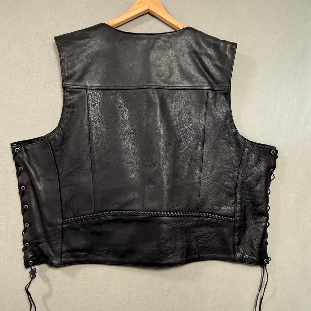 Milwaukee Premium Leather Concealed Carry Pockets Buffalo Snap Vest Men 56 - Picture 16 of 16
